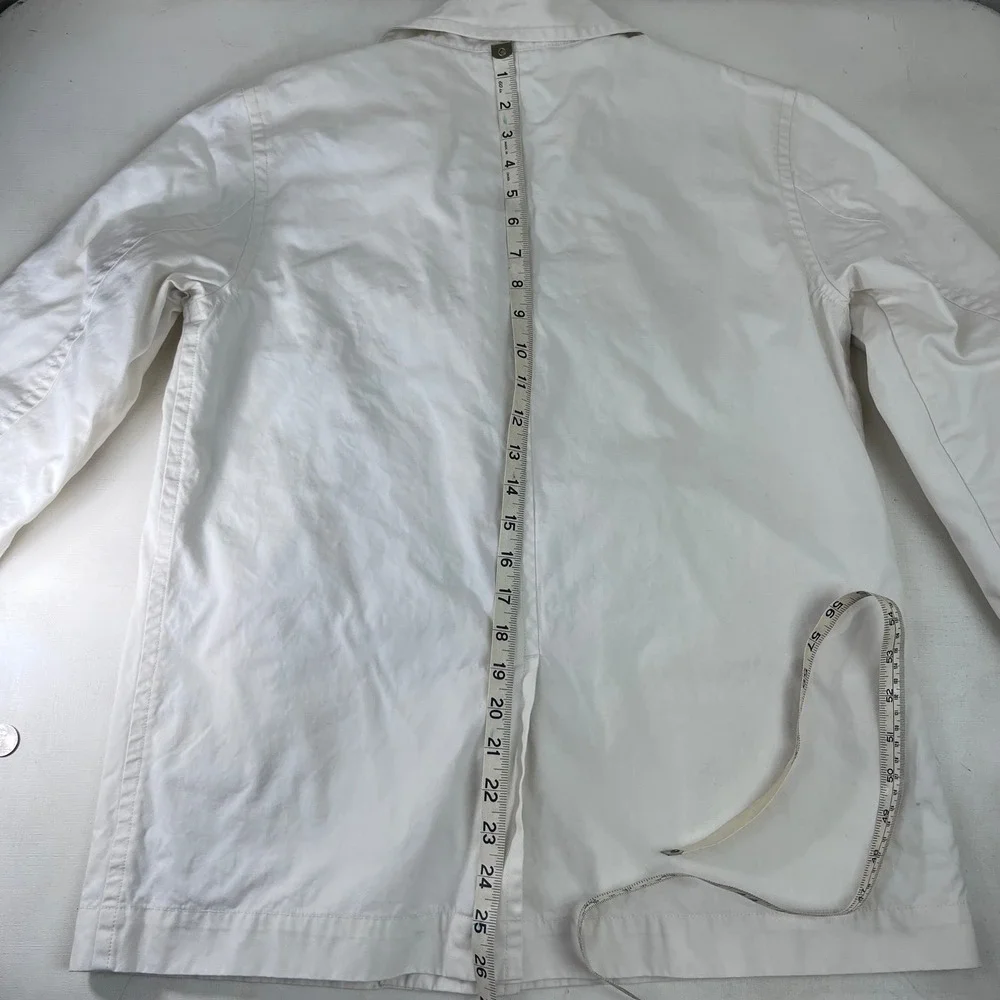 Vtg Tommy Hilfiger White‎ Cotton Button Up Jacket Womens Medium Casual Mod Disco